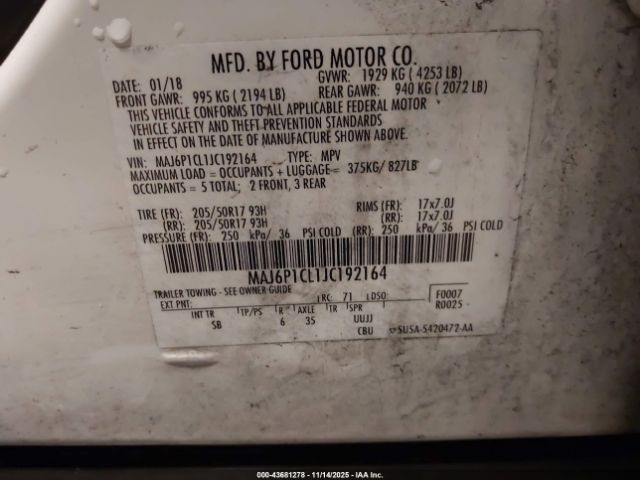 2018 FORD ECOSPORT MAJ6P1CL1JC192164 Photo 8