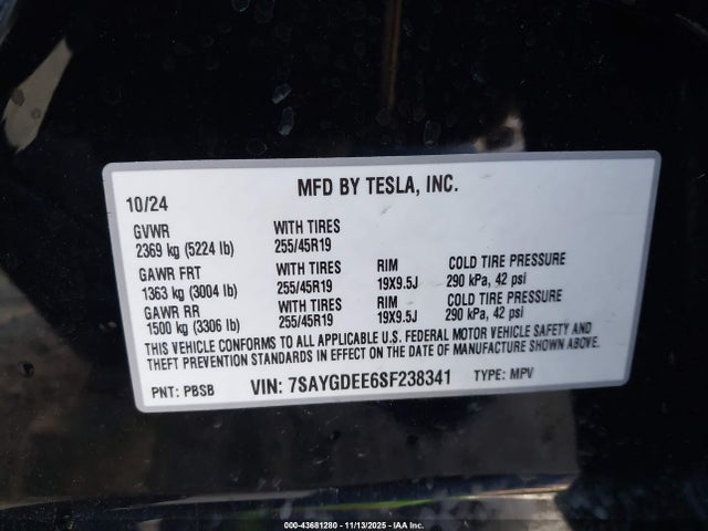 2025 TESLA MODEL Y 7SAYGDEE6SF238341 Photo 8