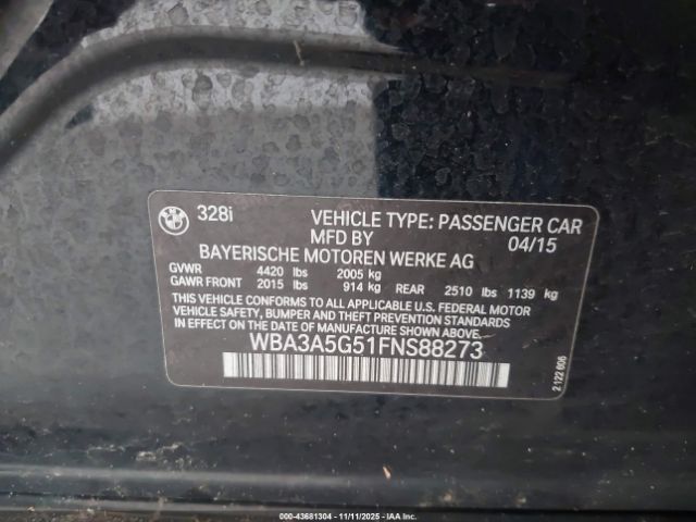 2015 BMW 328I WBA3A5G51FNS88273 Photo 8