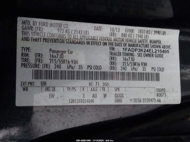 2014 FORD FOCUS 1FADP3K24EL210495 Photo 8