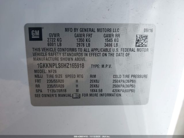 2017 GMC ACADIA 1GKKNPLS6HZ165918 Photo 8