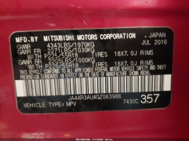 2016 MITSUBISHI OUTLANDER SPORT JA4AR3AU4GZ063986 Photo 8