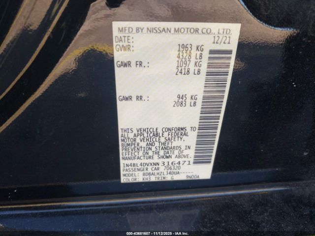 2022 NISSAN ALTIMA 1N4BL4DVXNN316471 Photo 8