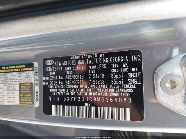 KIA Telluride Ex 2021 5XYP3DHC9MG164083 Image 9