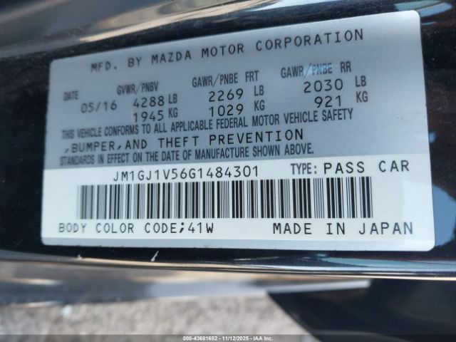 2016 MAZDA MAZDA6 JM1GJ1V56G1484301 Photo 8