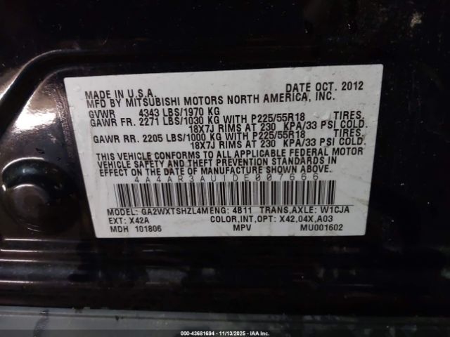 2013 MITSUBISHI OUTLANDER SPORT 4A4AR3AU1DE007666 Photo 8