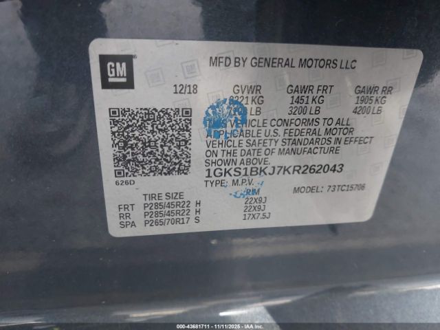 2019 GMC YUKON 1GKS1BKJ7KR262043 Photo 8