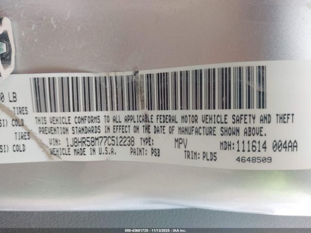 2007 JEEP GRAND CHEROKEE 1J8HR58M77C512238 Photo 8