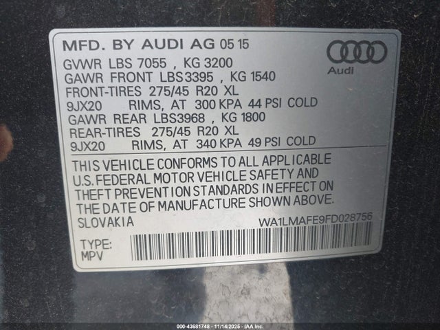 2015 AUDI Q7 WA1LMAFE9FD028756 Photo 8