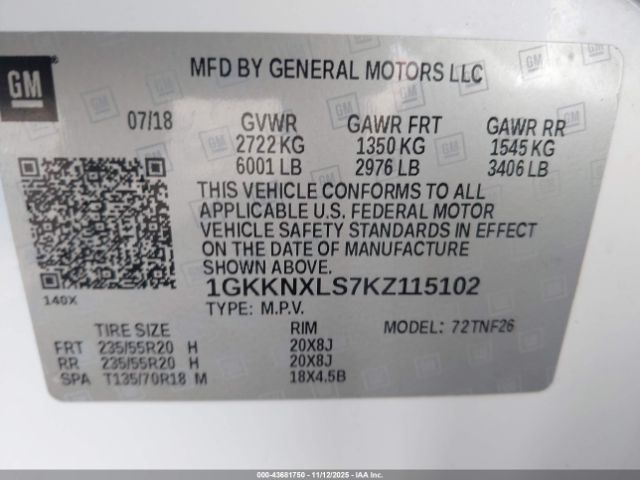 2019 GMC ACADIA 1GKKNXLS7KZ115102 Photo 8