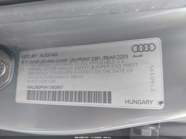2017 AUDI A3 WAUJ8GFF9H1080967 Photo 8