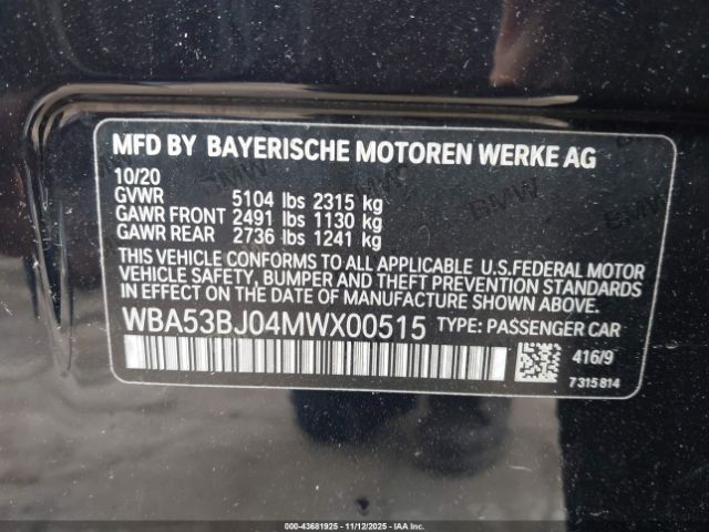2021 BMW 540I WBA53BJ04MWX00515 Photo 8