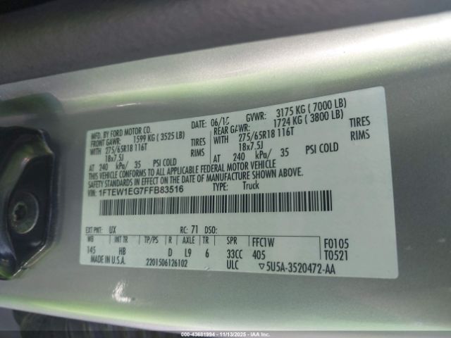 2015 FORD F-150 1FTEW1EG7FFB83516 Photo 8