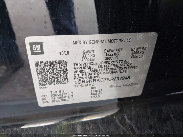 Chevrolet Tahoe Lt 2019 1GNSKBKC7KR207948 Image 9