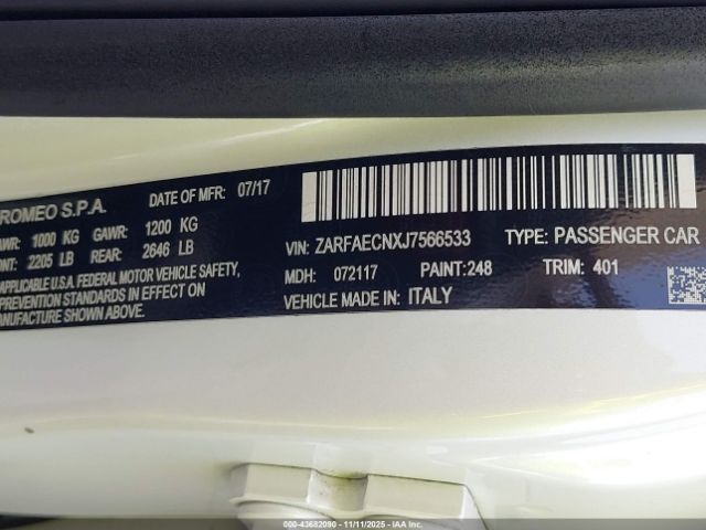 2018 ALFA ROMEO GIULIA ZARFAECNXJ7566533 Photo 8