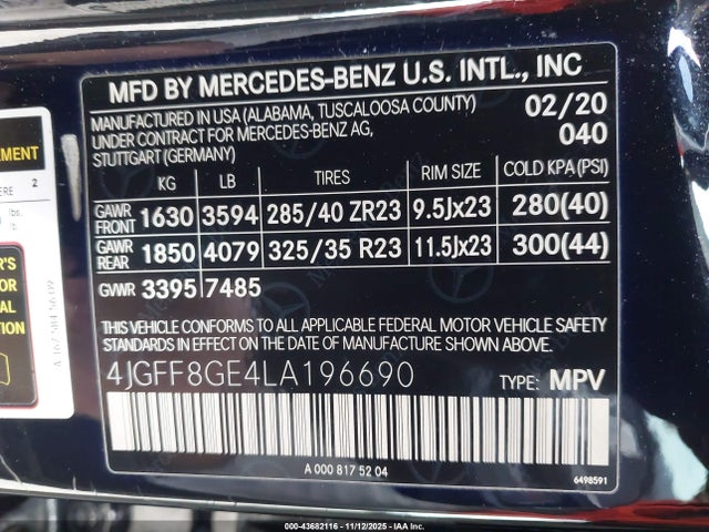 2020 MERCEDES-BENZ GLS 580 4JGFF8GE4LA196690 Photo 8