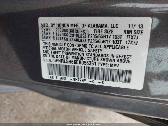 2014 HONDA ODYSSEY 5FNRL5H66EB056361 Photo 8
