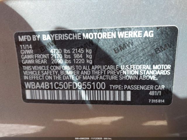 2015 BMW 435I GRAN COUPE WBA4B1C50FD955100 Photo 8