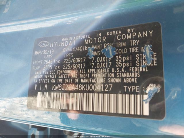 2019 HYUNDAI TUCSON KM8J2CA48KU004127 Photo 8