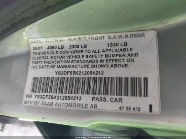 2001 SAAB 9-3 YS3DF55K212054213 Photo 8