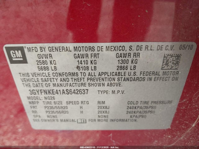 2010 CADILLAC SRX 3GYFNKE41AS642637 Photo 8