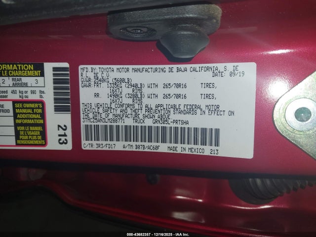3TMCZ5AN3LM288771 Toyota Tacoma Trd Off-road