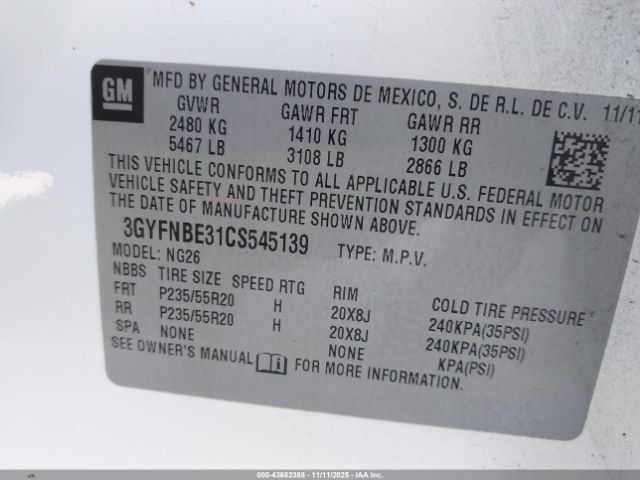 2012 CADILLAC SRX 3GYFNBE31CS545139 Photo 8