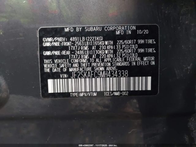 2021 SUBARU FORESTER JF2SKAFC9MH434338 Photo 8