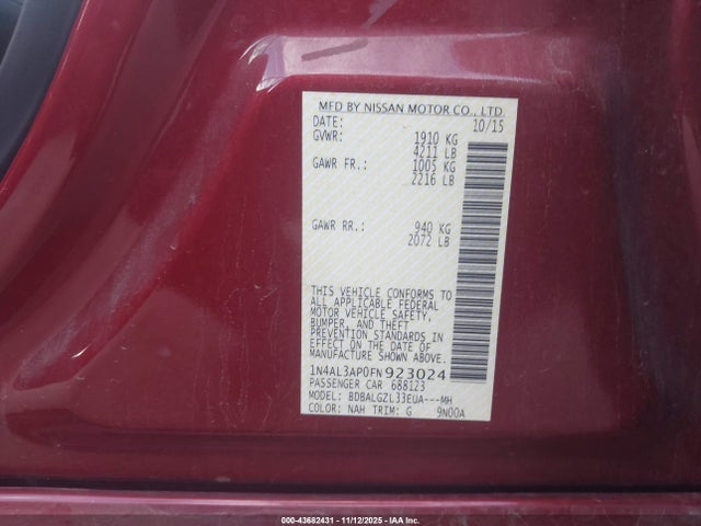 1N4AL3AP0FN923024 Nissan Altima 2.5 S