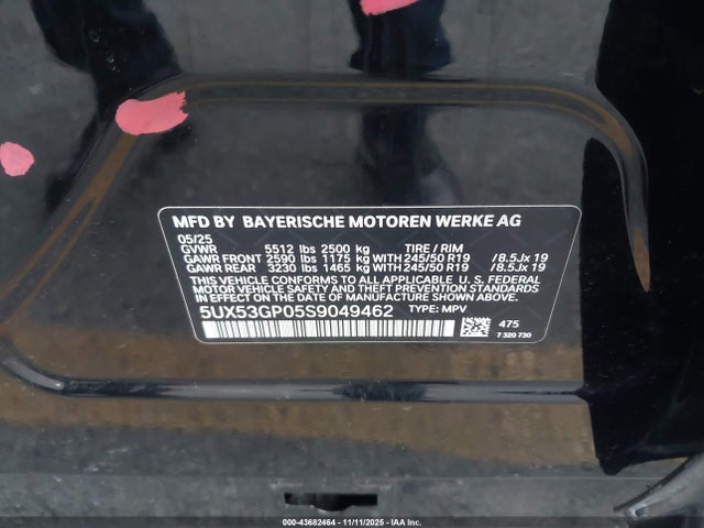 5UX53GP05S9049462 BMW X3 30 Xdrive