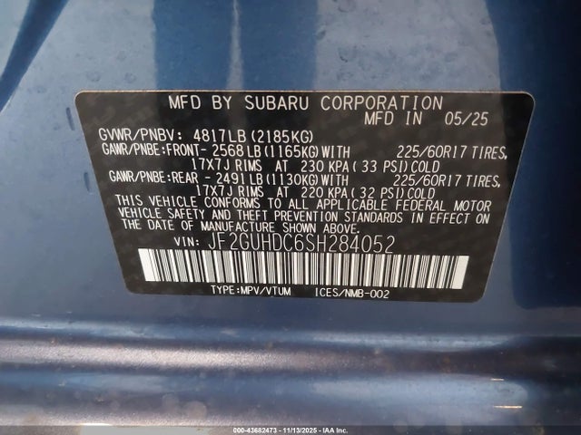 Subaru Crosstrek Premium 2025 JF2GUHDC6SH284052 Image 9