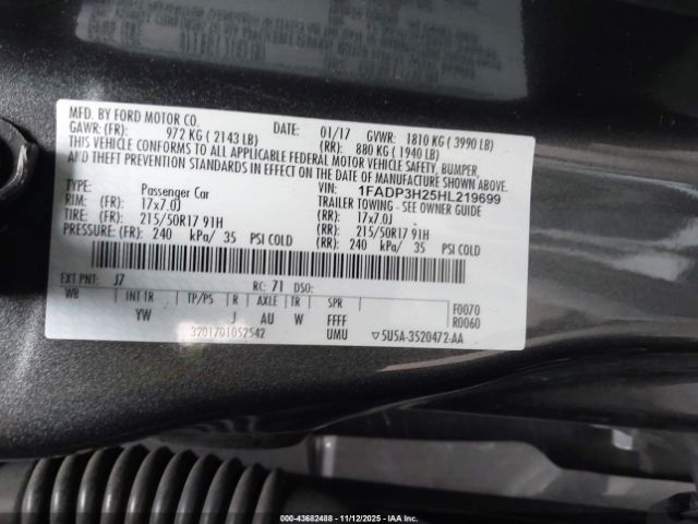 2017 FORD FOCUS 1FADP3H25HL219699 Photo 8