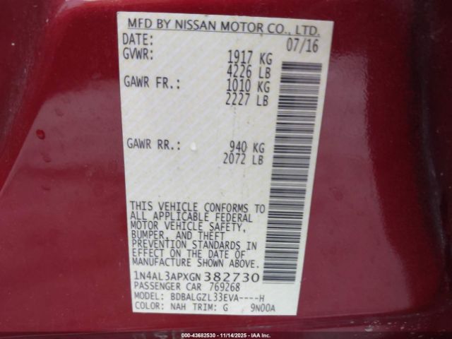 2016 NISSAN ALTIMA 1N4AL3APXGN382730 Photo 8