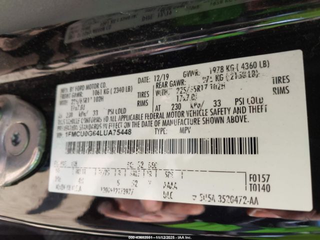 2020 FORD ESCAPE 1FMCU0G64LUA75448 Photo 8