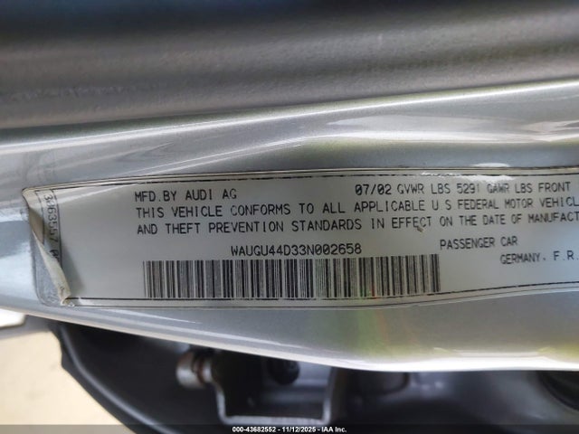 2003 AUDI S8 WAUGU44D33N002658 Photo 8
