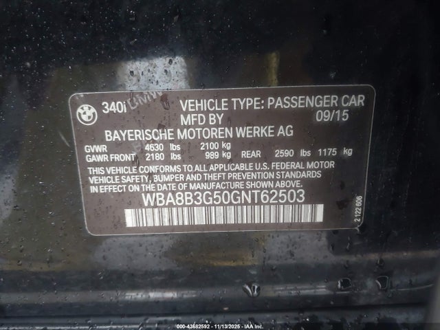 BMW 340i 2016 WBA8B3G50GNT62503 Image 9