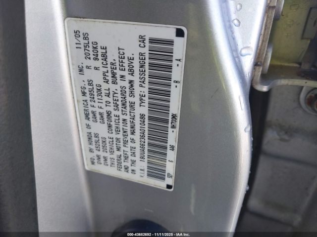 2006 ACURA TL 19UUA66236A010486 Photo 8