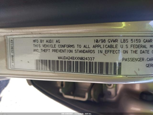 1999 AUDI A6 WAUDA24BXXN024337 Photo 8