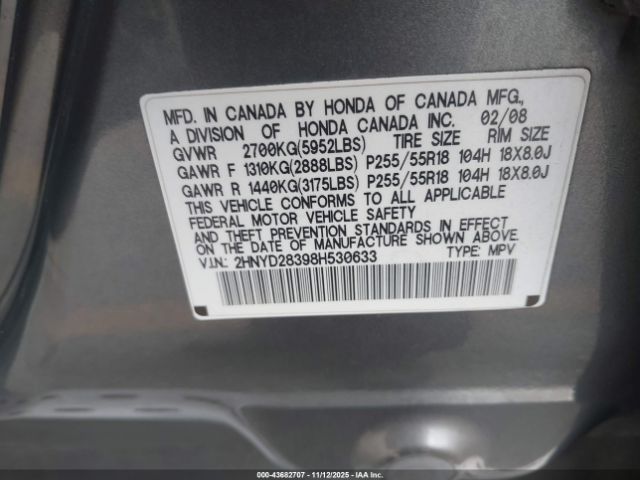 2008 ACURA MDX 2HNYD28398H530633 Photo 8