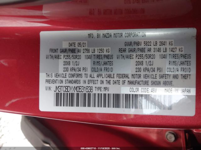 2021 MAZDA CX-9 JM3TCBDYXM0531638 Photo 8