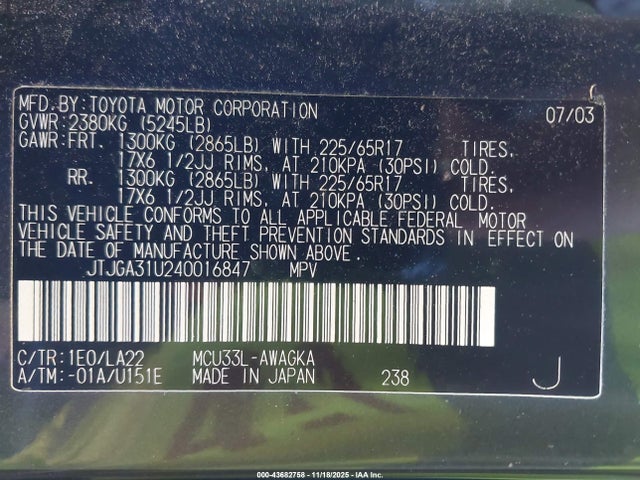 2004 LEXUS RX 330 JTJGA31U240016847 Photo 8