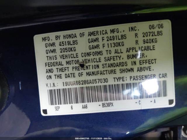 2006 ACURA TL 19UUA66286A057030 Photo 8