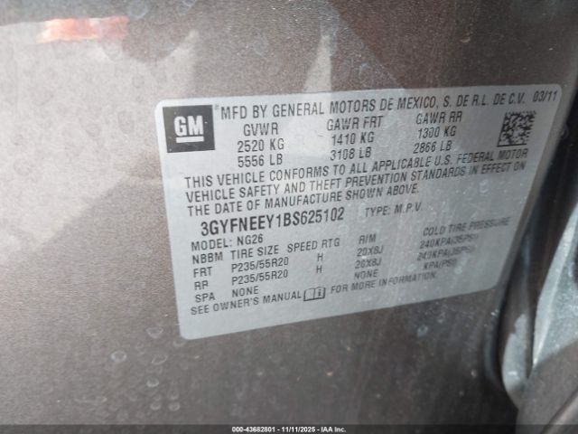 2011 CADILLAC SRX 3GYFNEEY1BS625102 Photo 8