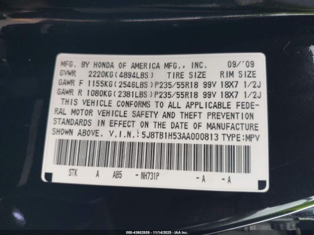 2010 ACURA RDX 5J8TB1H53AA000813 Photo 8