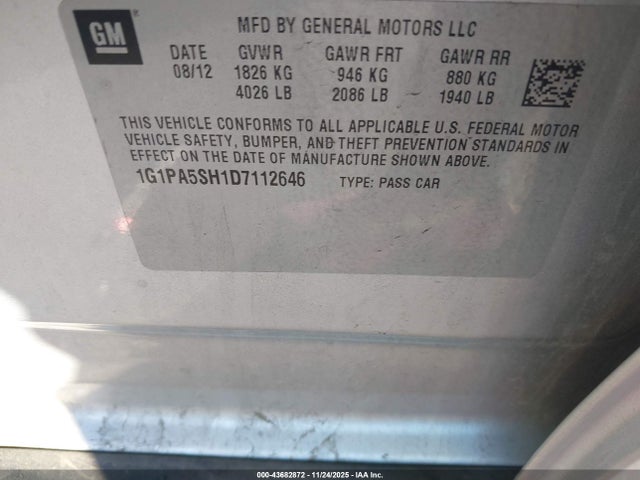 2013 CHEVROLET CRUZE 1G1PA5SH1D7112646 Photo 8