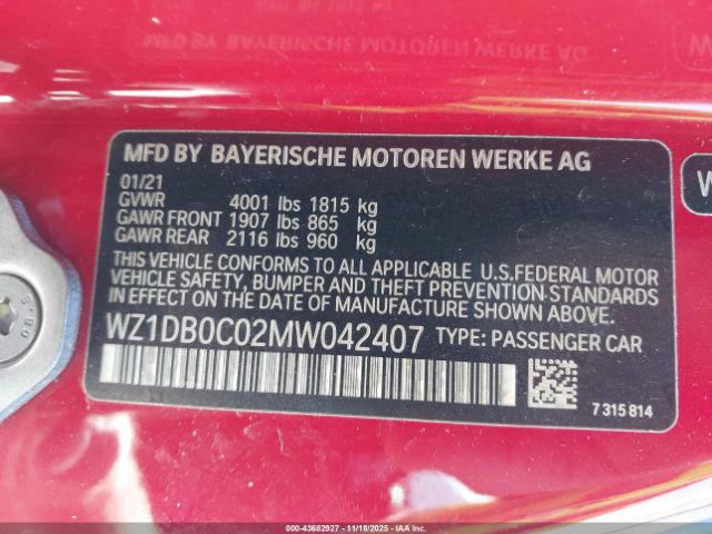 2021 TOYOTA GR SUPRA WZ1DB0C02MW042407 Photo 8