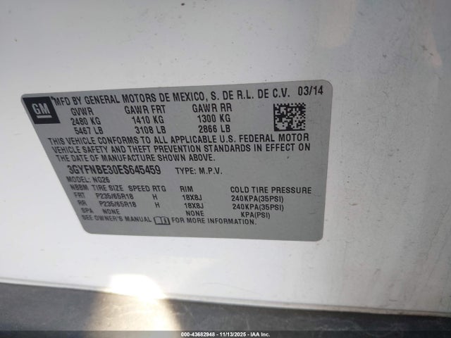 2014 CADILLAC SRX 3GYFNBE30ES645459 Photo 8