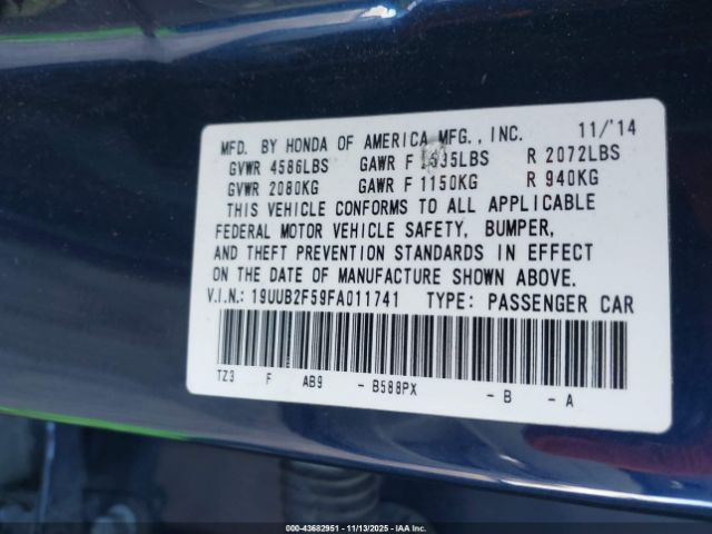 2015 ACURA TLX 19UUB2F59FA011741 Photo 8