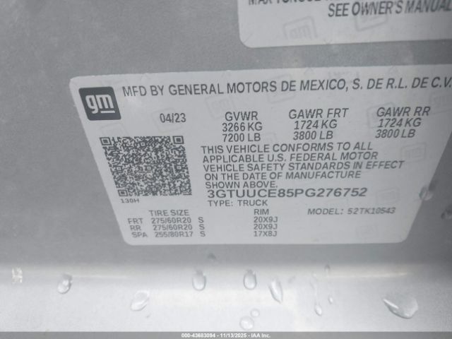 2023 GMC SIERRA 1500 3GTUUCE85PG276752 Photo 8