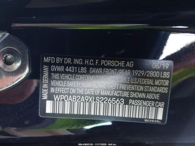 2020 PORSCHE 911 WP0AB2A9XLS226563 Photo 8